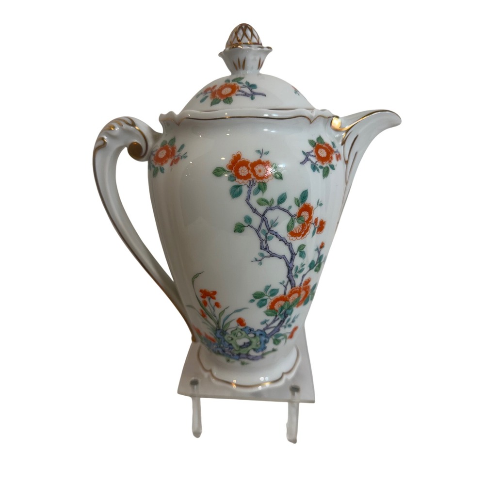 Royale Limoges France Orange Tree Porcelain Coffee Pot Towle Gilt Floral 9.5in